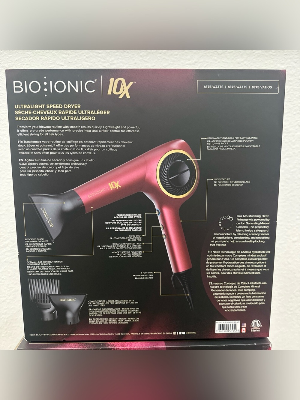 BIO IONIC 10x Ultra Light Speed Dryer MODEL Z 10X DRYER VR *NEW* - Picture 2 of 3